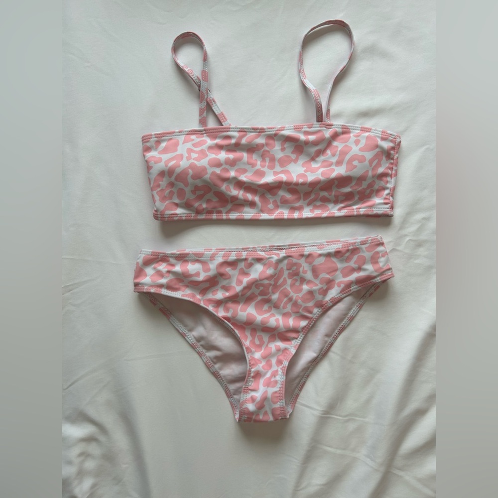 shein pink leopard print bikini